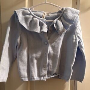 Janie and Jack Soft Blue Ruffle Collar Cardigan